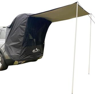 Auto Truck Tent Zonnescherm Regendicht Met Ondersteuning Staaf Anti-Uv Tent Side Luifel Suv Mpv Auto Tent Voor Outdoor Self-rijden Tour zwart met iron tube