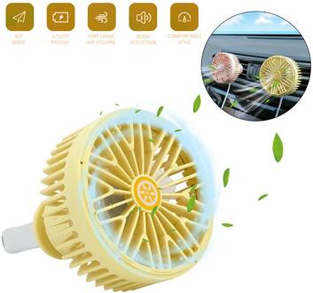 Auto Uitlaat Fan 360 Graden Draaibare Car Air Vent Ventilator Auto Accessoires Swing Fan Auto Interieur Accessoires Auto Achterbank fan geel
