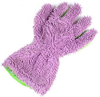 Auto Wassen Borstel Handschoen Auto Polijsten Imitatie Wol Zacht Auto Wassen Handschoenen Reinigingsborstel Motorfiets Wassen Zorg paars