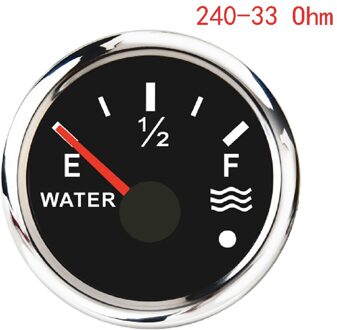 Auto Water Niveau Gauge 0 ~ 190 Ohm / 240 ~ 33 Ohm 52Mm Water Tank Level Gauge met Alarm Fit Voor Boot Marine Motorfiets BS 240-33ohm