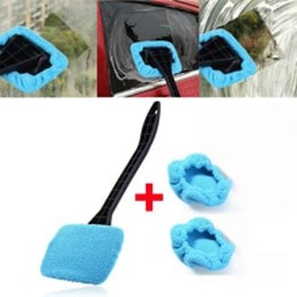 Auto Window Ruitenwisser Microfiber Doek Auto Window Cleaner Lange Handvat Auto Wasbare Borstel Schoon Tool Met Extra 2 Stuks doek