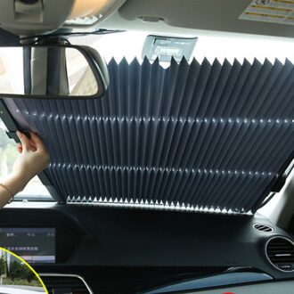Auto Window Zonnescherm Intrekbare Opvouwbaar Voorruit Zonnescherm Cover Shield Gordijn Auto Zonnescherm 65cm dubbele draad doos
