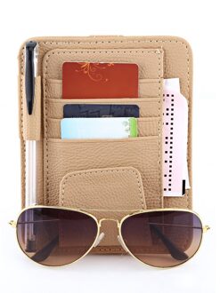 Auto Zonneklep Organisator Houder Pu Leather Sunglass Cd Dvd Card Auto Opslag Houder Clip Houder Auto Styling Auto-accessoires Beige