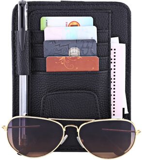 Auto Zonneklep Organisator Houder Pu Leather Sunglass Cd Dvd Card Auto Opslag Houder Clip Houder Auto Styling Auto-accessoires zwart