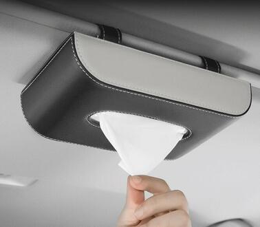 Auto Zonneklep Rugleuning Leer Tissue Doos Auto Accessoires Houder Creatieve Verwijderbare Papieren Servet Box Organizer Voor Auto