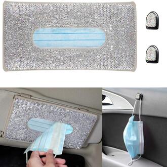 Auto Zonneklep Tissue Doos Houder, Kristal Fonkelende Servet Houder, Pu Leather Back Seat Tissue Box, vrouwen Auto Interieur Onderdelen 01