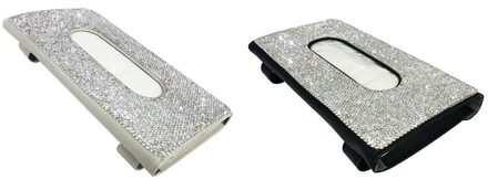 Auto Zonneklep Tissue Doos Houder Kristal Fonkelende Servet Houder Pu Lederen Auto Accessoires Voor Vrouwen Voor Auto 'S