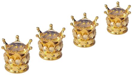 Autobanden Valve Cover 4 Pcs Chrome Gold Crown Bling Diamond Tire/Wheel Stem Ventieldopjes Auto Truck a25 GD