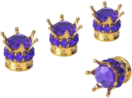 Autobanden Valve Cover 4 Pcs Chrome Gold Crown Bling Diamond Tire/Wheel Stem Ventieldopjes Auto Truck a25 paars