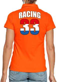 Autocoureur / autosport supporter met racing 33 poloshirt oranje voor dames 2XL