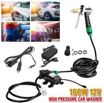 Autoleader 12V 100W Hoge Druk Auto Elektrische Wasmachine Squirt Spuit Zelfaanzuigende Pomp Schoon Kit + Thuis gebruik Power Adapter