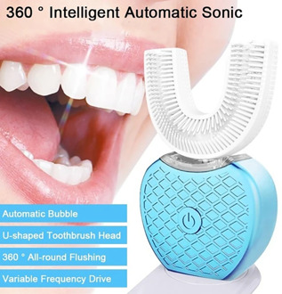 Automatic 360 Degree Sonic Electric Toothbrush U Type Silicone Tooth Brush USB Rechargeable Blue Light Teeth Cleaner