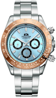 Automatic Watches Self Wind Mechanical Gold Stainless Steel Glacier Ice Blue Dial Chestnut Brown Bezel Luminous Men Watch