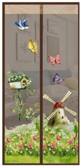 Automatisch Mesh Gordijn Zomer Anti Mosquito Magnetische Hordeur Lace Top Met 7 Magnetische Gespen En 6 Magnetische Strips C / 100x210cm