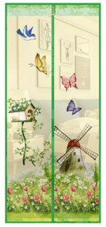 Automatisch Mesh Gordijn Zomer Anti Mosquito Magnetische Hordeur Lace Top Met 7 Magnetische Gespen En 6 Magnetische Strips G / 100x210cm