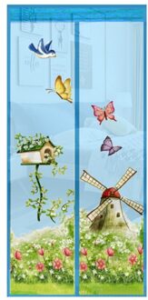 Automatisch Mesh Gordijn Zomer Anti Mosquito Magnetische Hordeur Lace Top Met 7 Magnetische Gespen En 6 Magnetische Strips L / 90x210cm