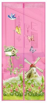 Automatisch Mesh Gordijn Zomer Anti Mosquito Magnetische Hordeur Lace Top Met 7 Magnetische Gespen En 6 Magnetische Strips P / 100x210cm