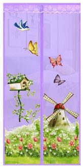 Automatisch Mesh Gordijn Zomer Anti Mosquito Magnetische Hordeur Lace Top Met 7 Magnetische Gespen En 6 Magnetische Strips Z / 100x210cm