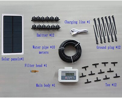 Automatisch Sproeisysteem Apparaat Verbeterde Zonne-energie Opladen Intelligent Tuin Potplanten Drip Irrigatie Waterpomp Timer Systeem standaard- met Panel