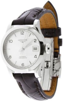 Automatisch Zilverkleurige Wijzerplaat Leren Band Horloge Longines , White , Dames - ONE Size