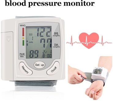 Automatische Digitale Lcd Display Pols Bloeddrukmeter Heart Beat Rate Pulse Meter Meet Tonometer Bloeddrukmeter Wit blood pressure
