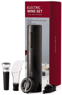 Automatische Flesopener Elektrische Wijn Opener Kurk Usb Oplaadbare Keuken Accessoires Portable Wijn Corkscrew zwart