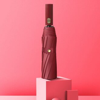 Automatische Grote Paraplu Regen En Zon Potection 3-Stage 10 Ribben Navy Paars Zwarte Mannen Paraplu Mannelijke Voor vrouwen Vrouwelijke Parasol Uv Bourgondië