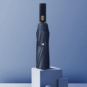 Automatische Grote Paraplu Regen En Zon Potection 3-Stage 10 Ribben Navy Paars Zwarte Mannen Paraplu Mannelijke Voor vrouwen Vrouwelijke Parasol Uv marine blauw