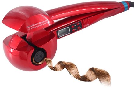 Automatische Haar Krultang Lcd Digitale Display Magic Anti-Broeien Krulspelden Wave Hair Styling Tool Keramische Verwarming Krultang Rood / EU