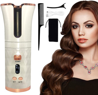 Automatische Krultang Usb Draadloze Draagbare Oplaadbare Automatische Haar Krultang Ijzer Met Led Digitale Display Voor Home Reizen wit C