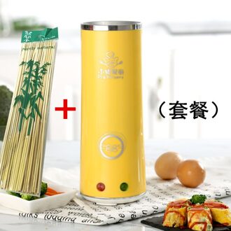 Automatische Loempia Maker Diy Elektrische Eierkoker Boiler Keuken Multifunctionele Ei Omelet Worst Machine 220V 140W geel en 90 bamboo