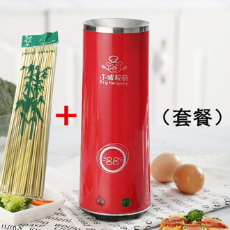 Automatische Loempia Maker Diy Elektrische Eierkoker Boiler Keuken Multifunctionele Ei Omelet Worst Machine 220V 140W rood en 90 bamboo