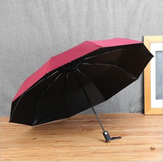 Automatische Mannelijke Paraplu Regen Vrouwen Anti UV Parasol Winddicht Chinese Mannen Folding Auto Houten Paraplu Paraguas Guarda Chuva Bourgondië