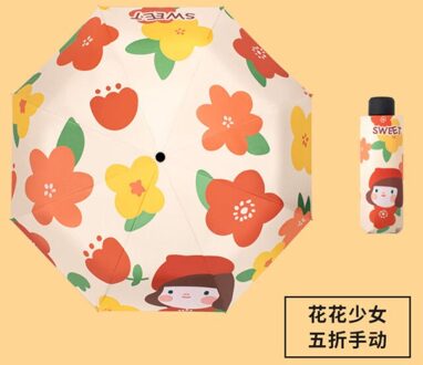 Automatische Parasol Vrouwelijke Vouwen Kleine Draagbare Mooie Zonnescherm Zonnebrandcrème Anti Ultraviolet Student Paraplu Dual Purpose handleiding - Huahua Girl