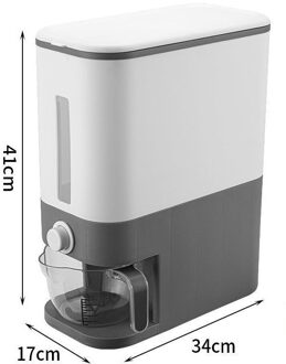 Automatische Plastic Granen Dispenser Opbergdoos Maatbeker Keuken Voedsel Tank Rijst Container Organizer Graan Opslag Blikjes chu mi tong grijs