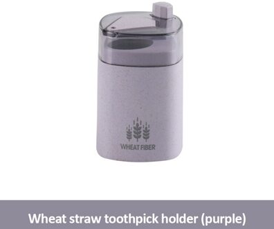 Automatische Pop-Up Tandenstoker Box Tandenstoker Houder Container Tarwe Stro Huishoudelijke Tafel Tandenstoker Opbergdoos Tandenstoker Dispenser paars