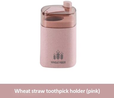 Automatische Pop-Up Tandenstoker Box Tandenstoker Houder Container Tarwe Stro Huishoudelijke Tafel Tandenstoker Opbergdoos Tandenstoker Dispenser roze