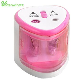 Automatische Puntenslijper Veilig Student Twee-Gat Elektrische Schakelaar Puntenslijper Benodigdheden Thuis Kantoor School Briefpapier roze