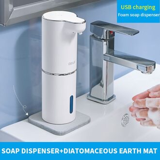 Automatische Schuim Zeepdispensers Badkamer Slimme Wassen Hand Machine Met Usb Opladen Wit Abs Materiaal Soap dispenser 2