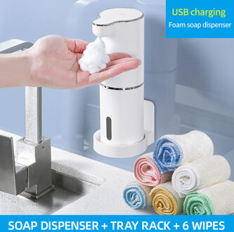 Automatische Schuim Zeepdispensers Badkamer Slimme Wassen Hand Machine Met Usb Opladen Wit Abs Materiaal Soap dispenser reeks