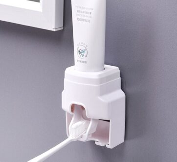 Automatische Tandpasta Dispenser Automatische Tandpasta Knijpen Tandenborstelhouder Badkamer Opslag Punch-Gratis Tandenborstelhouder wit