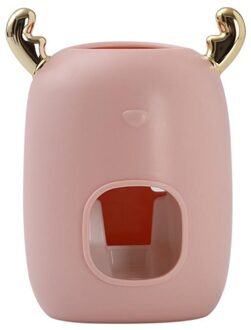 Automatische Tandpasta Dispenser Kerst Look Wall Mounted Stand Thuis Tandpasta Lui Dispenser Badkamer Accessoires Set roze