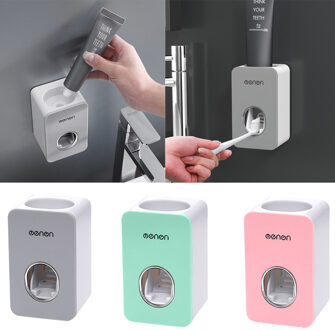 Automatische Tandpasta Dispenser Set Wall Mount Stand Houder Extrusie Out Wall Mount Badkamer Accessoires Tandpasta Knijper