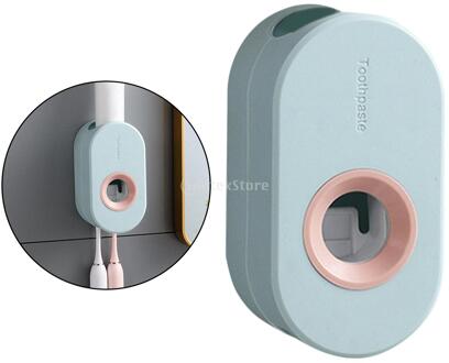 Automatische Tandpasta Dispenser Squeezer Wall Mount Plastic Stofdicht Houder Plakken Despensers Badkamer Goedkope Squeezers Douche Set licht blauw