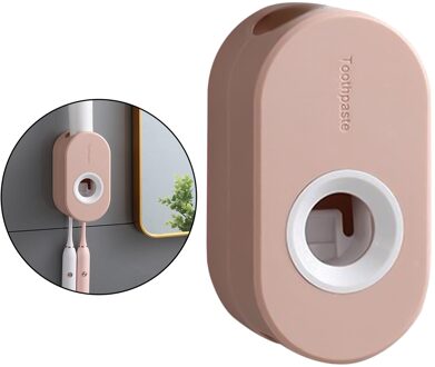 Automatische Tandpasta Dispenser Squeezer Wall Mount Plastic Stofdicht Houder Plakken Despensers Badkamer Goedkope Squeezers Douche Set roze