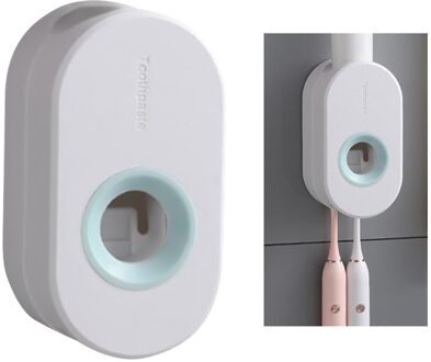 Automatische Tandpasta Dispenser Squeezer Wall Mount Plastic Stofdicht Houder Plakken Despensers Badkamer Goedkope Squeezers Douche Set wit