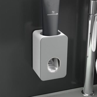 Automatische Tandpasta Dispenser Tandenborstelhouder Wandmontage Tandpasta Lui Dispenser Badkamer Accessoires Set donker grijs