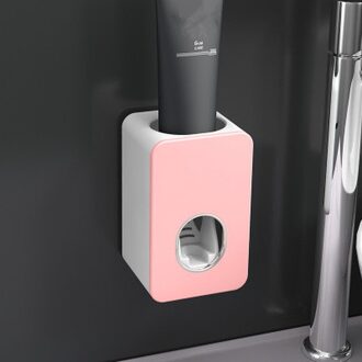 Automatische Tandpasta Dispenser Tandenborstelhouder Wandmontage Tandpasta Lui Dispenser Badkamer Accessoires Set Roze