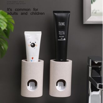 Automatische Tandpasta Dispenser Tarwe Stro Squeezer Badkamer Wall Mount Tandpasta Dispenser Stand Gadget Badkamer Accessoires