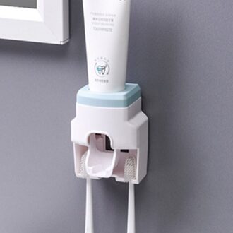 Automatische Tandpasta Dispenser Wall Mount Tandenborstelhouder Luie Mensen Tandpasta Knijper Voor Wc Thuis Badkamer Accessoires blauw